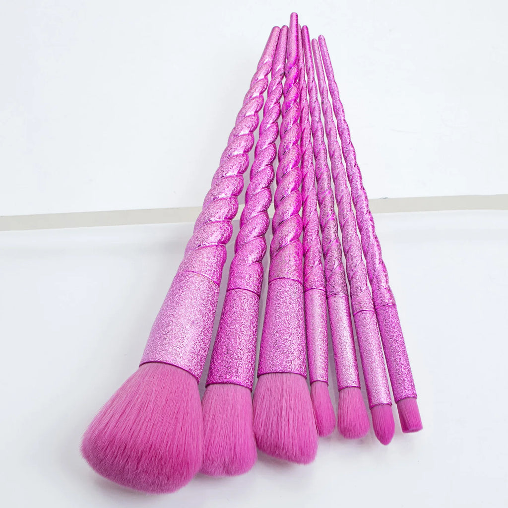 7-Pc Spiral Handle Makeup Brush Set – Face, Eye & Blush Makeup Brush Set QXL