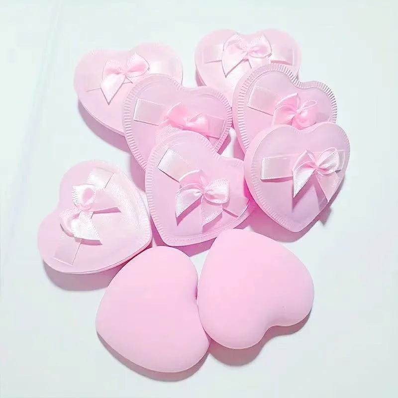 Heart Bow Makeup Puff for BB Cream & Foundation – 5/10 Pack Makeup Sponge Puff QXL Pink 10pcs
