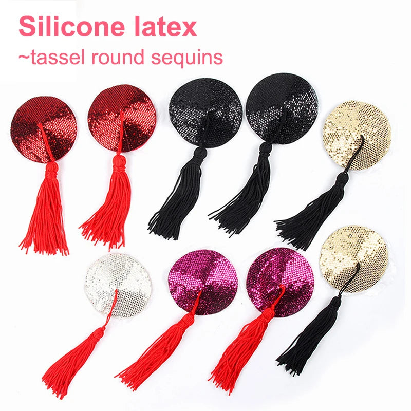 Tassel Sequin Nipple Pasties | Reusable Self-Adhesive Cover Nipple Pasties QXL