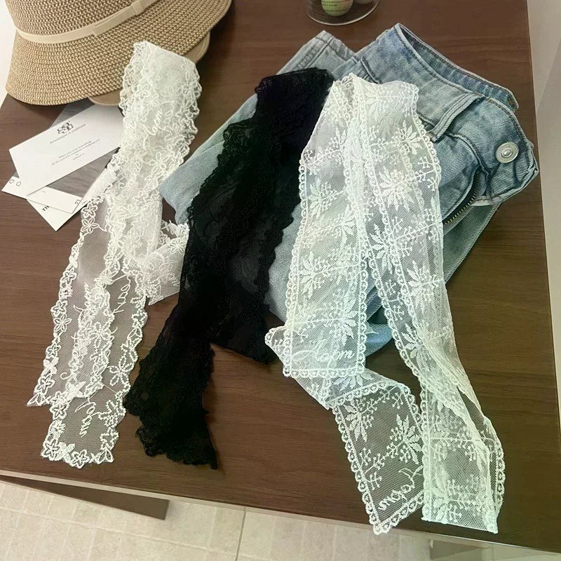 Y2K Floral Lace Bow Waist Belt – Tie-Up Thin Belt for Dresses Lace Waist Belt QXL