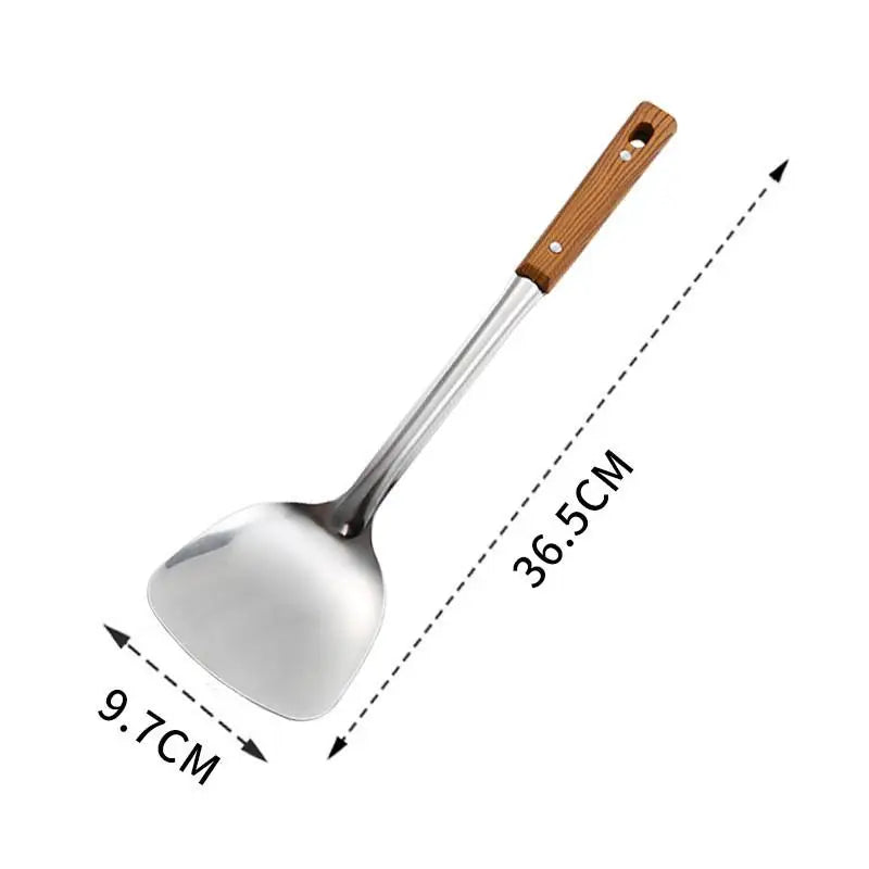 Stainless Steel Wok Spatula Set | Long Handle Kitchen Utensils Wok Spatula Set QXL Turner