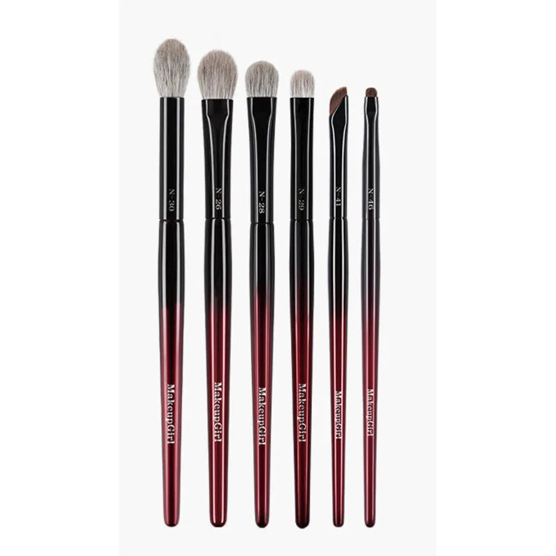 Red Glaze Goat Hair Eye Makeup Brush Set – 3-Piece Eye Makeup Brush Set QXL