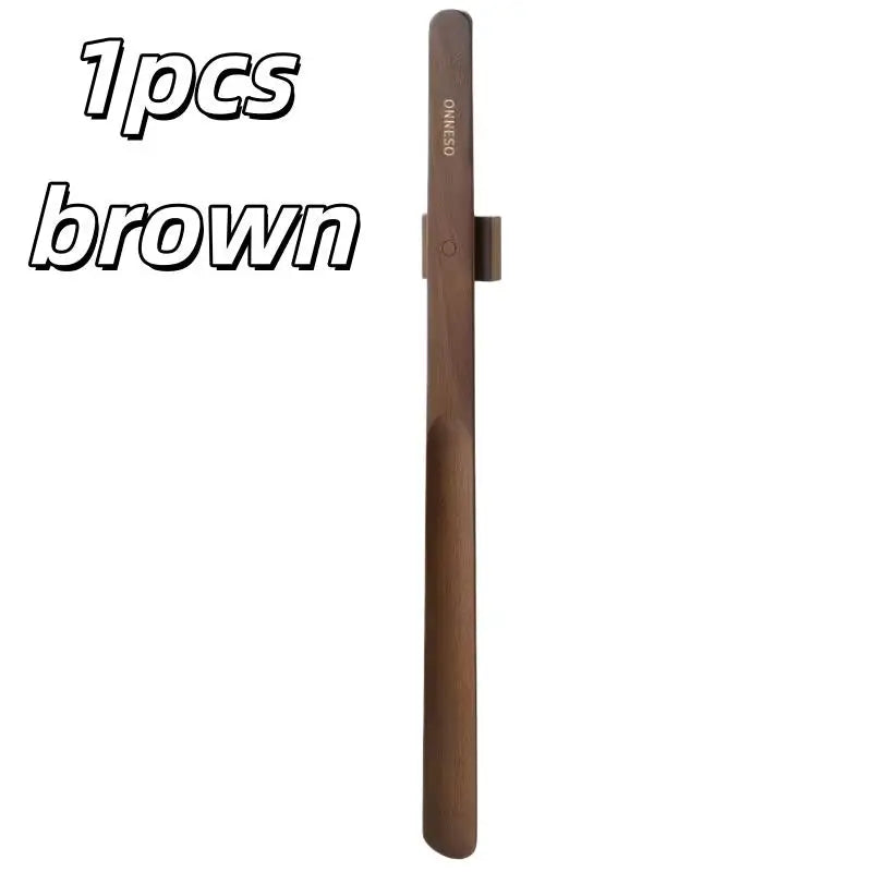 55cm Zelkova Wood Magnetic Shoe Horn | Long Handle Luxury Wooden Shoe Horn QXL 1pcs brown