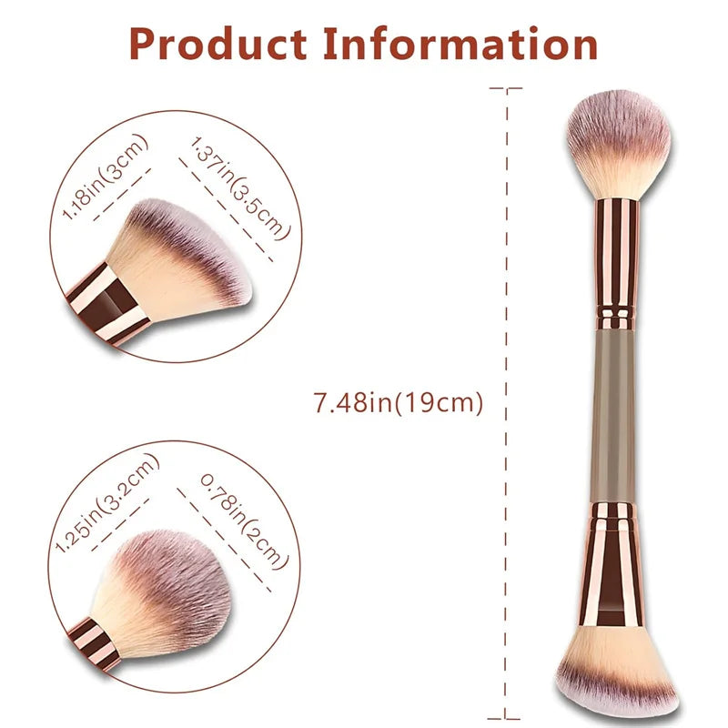 2-in-1 Double-Ended Flame Contour & Foundation Brush Dual Makeup Brush QXL