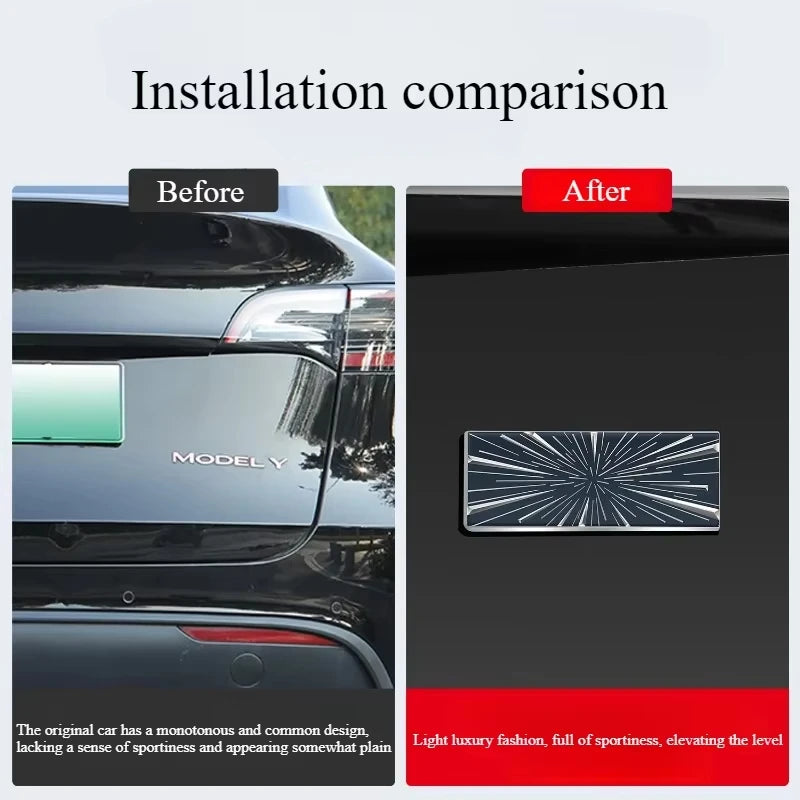 Tesla Model 3/Y Time Tunnel & Highland 3 Rear Emblem Decals Car Emblem Decal QXL
