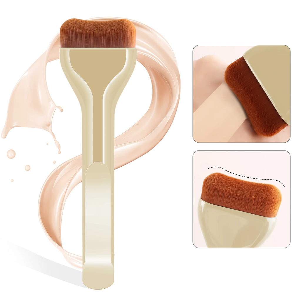 Ronshadow Wave Curved Foundation Brush – Ultra Thin Flat Foundation Brush QXL
