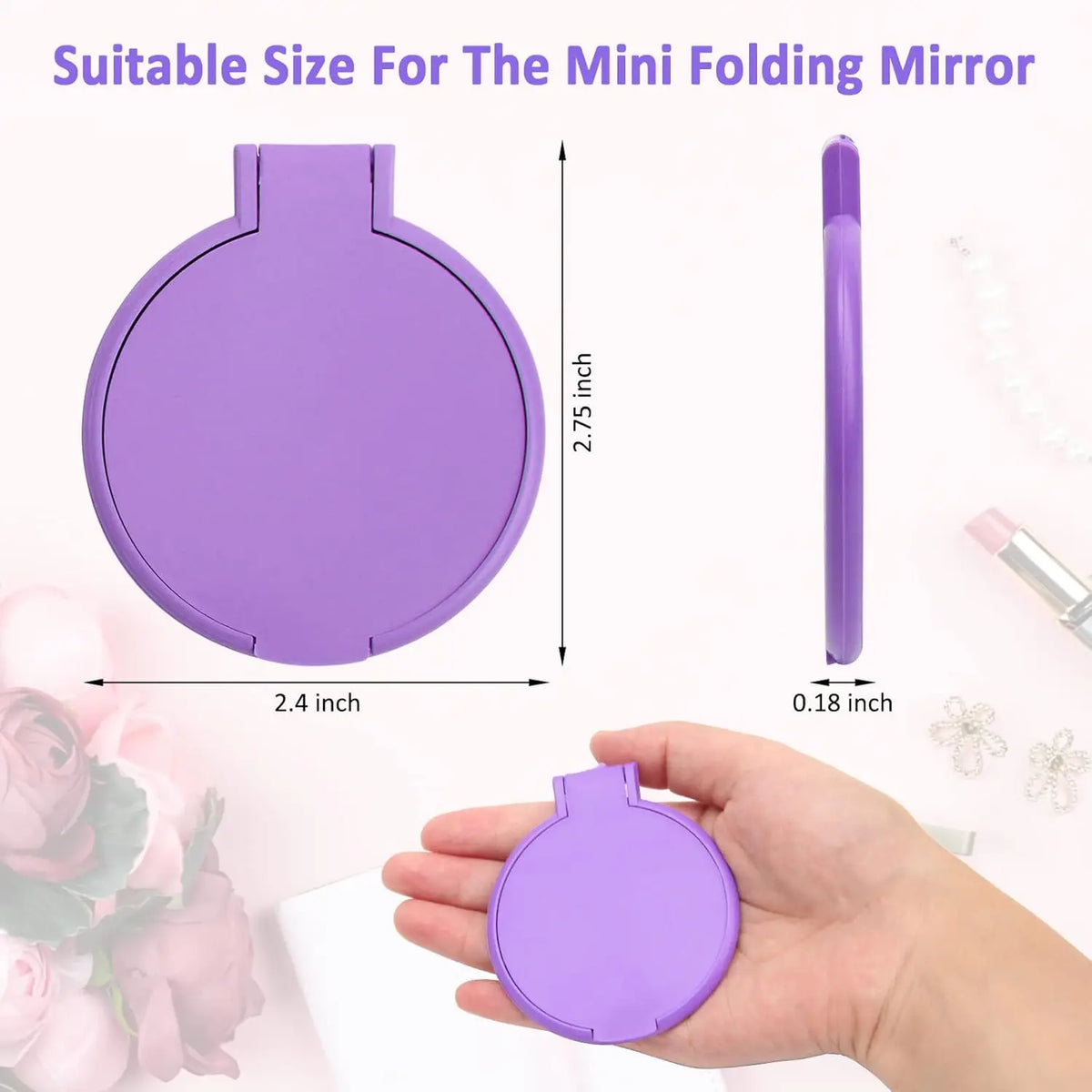 12-Pack Mini Round Folding Compact Travel Mirrors 2.4" Compact Travel Mirror QXL