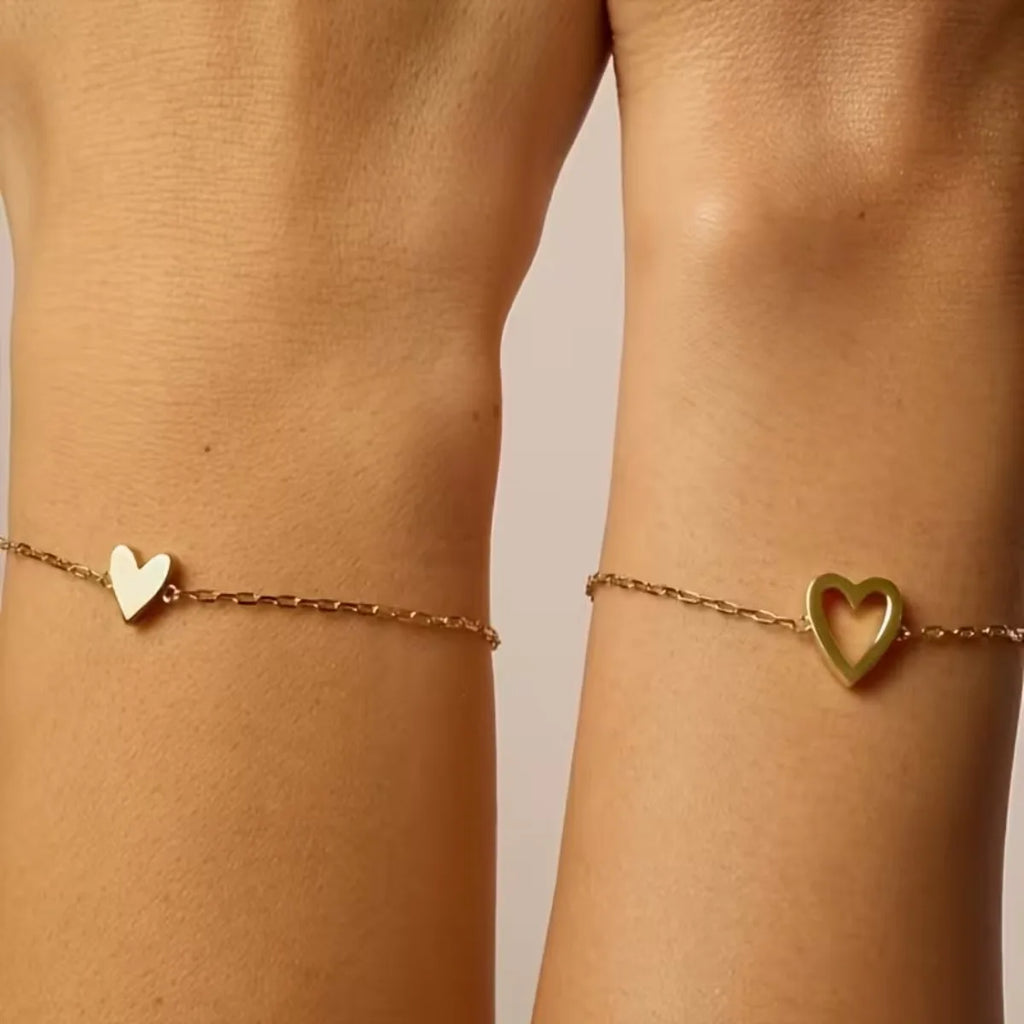 Adjustable Heart Cutout Couple Bracelet Set – 2PCS Gift Couple Bracelet Set QXL