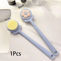 Long Handle Soft Body Brush – Back Scrubber & Exfoliator Bath Body Brush QXL Blue
