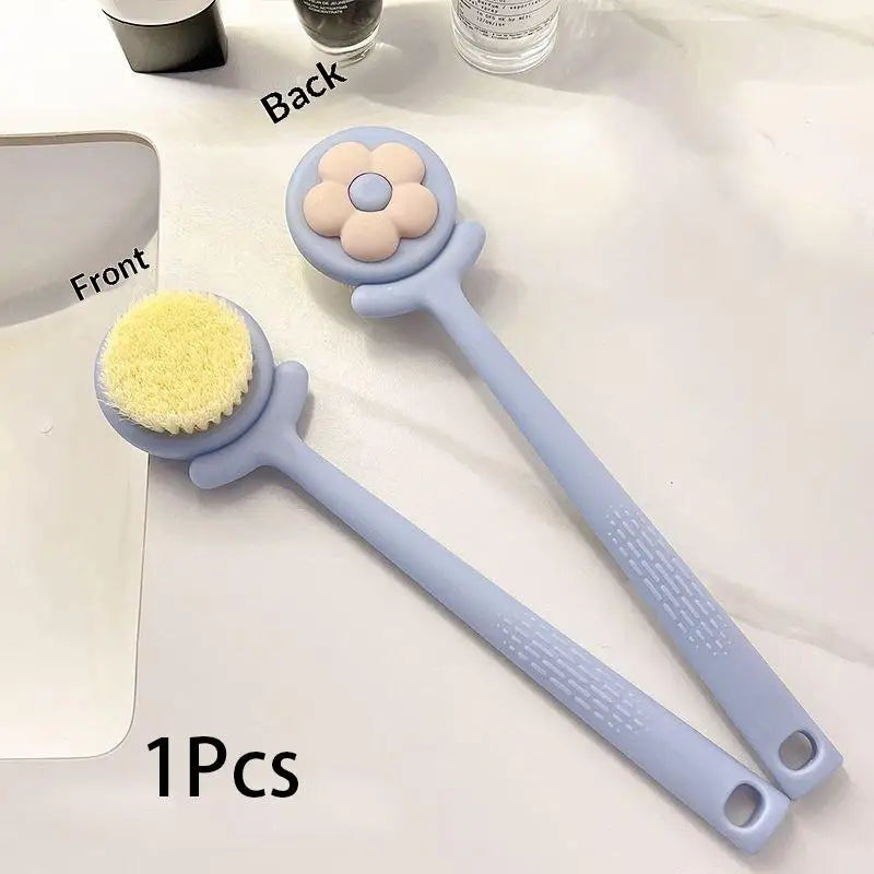 Long Handle Soft Body Brush – Back Scrubber & Exfoliator Bath Body Brush QXL Blue