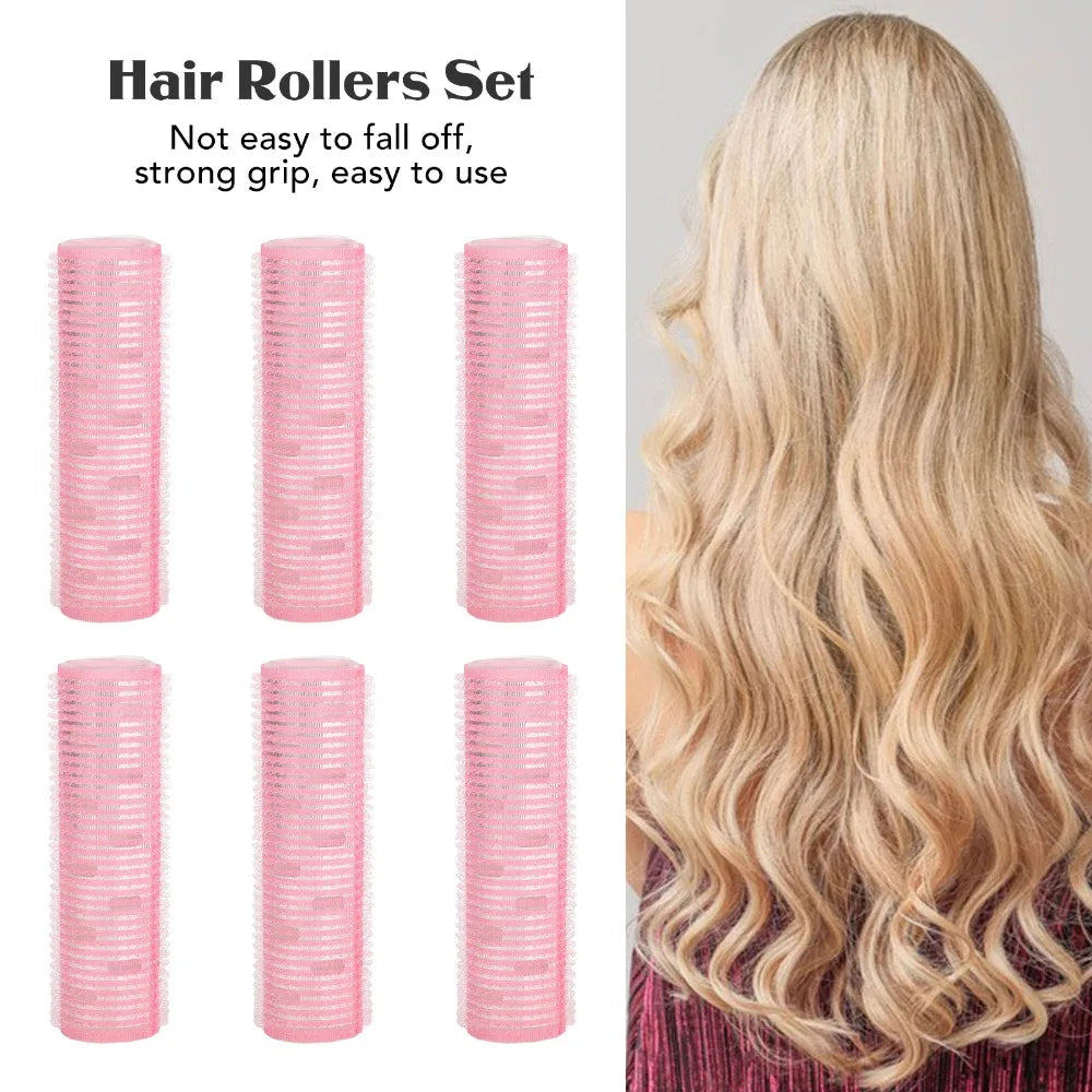6-Pack Self-Grip PP Hair Rollers | No-Pin Curl Styling Set Self-Grip Hair Rollers QXL