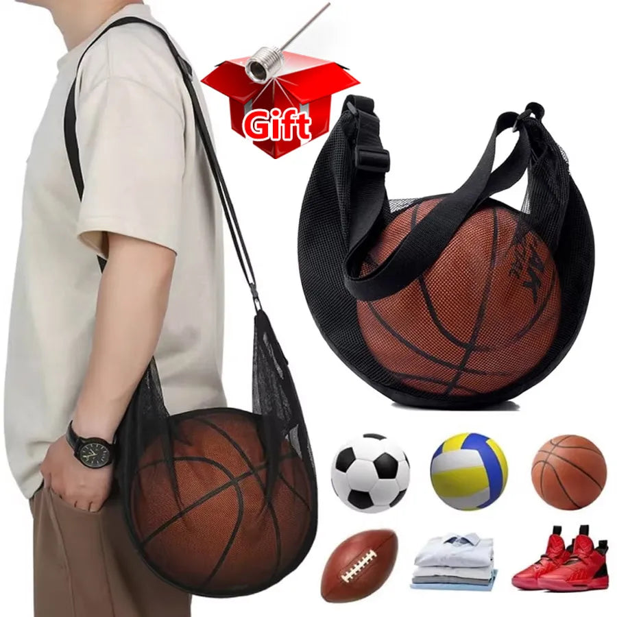 Mesh Ball Bag with Zipper & Crossbody Strap | Size 7 Sports Sports Ball Bag QXL