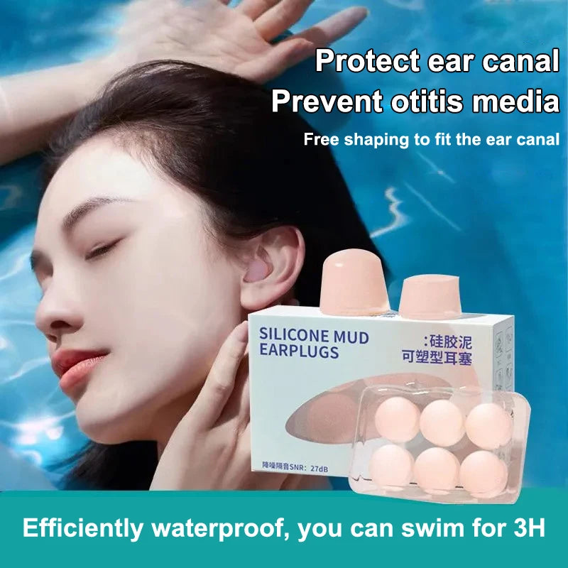 6-Pack Reusable Silicone Earplugs – Sleep, Swim & Travel Silicone Earplugs QXL