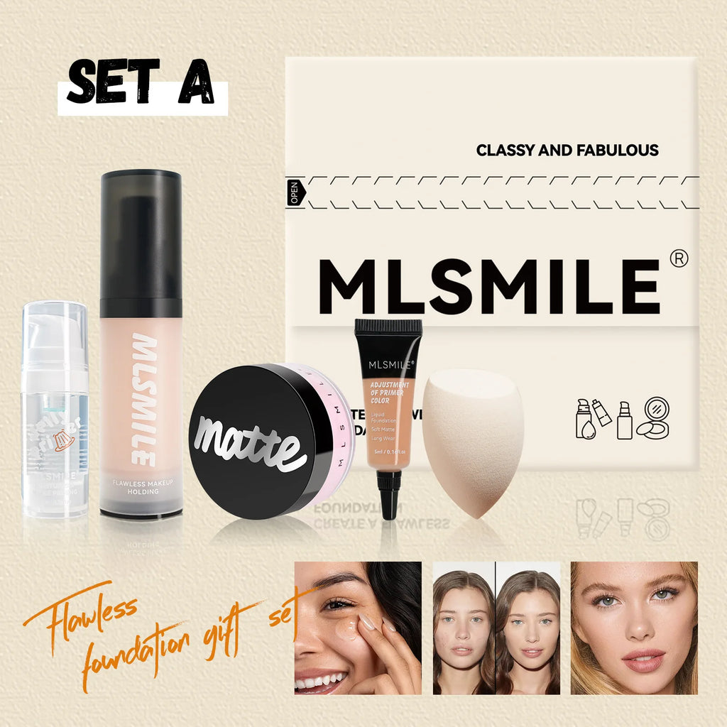 MLSMILE Makeup Set – Foundation, Concealer & Loose Powder Makeup Base Set QXL A