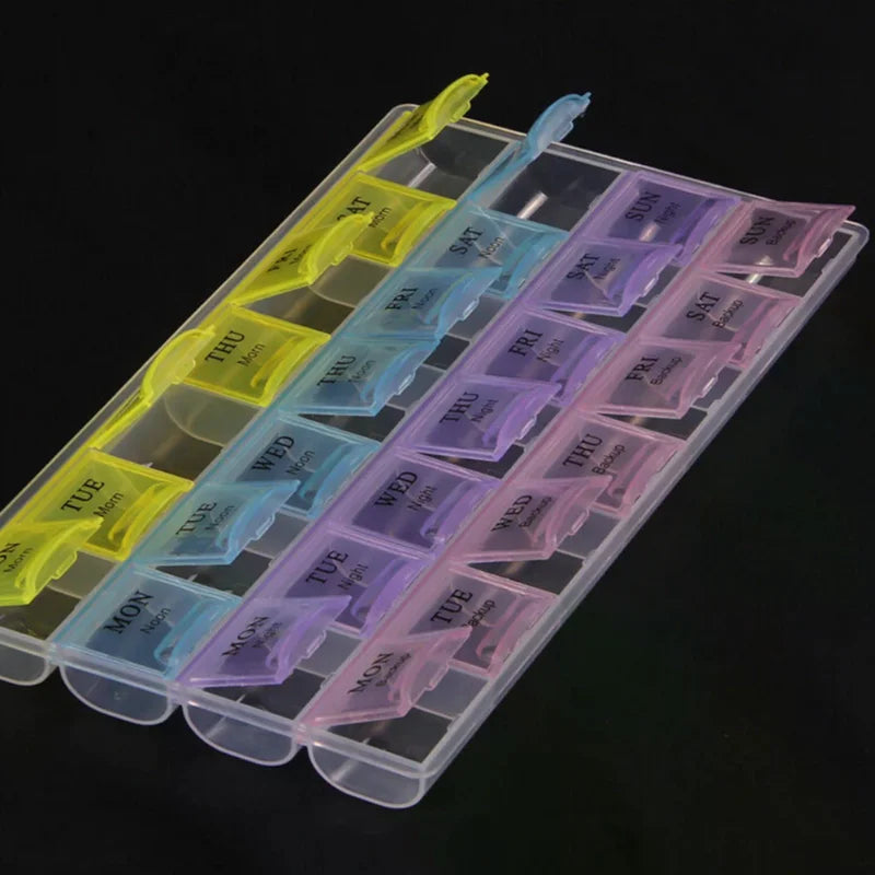 7-Day Weekly Pill Organizer | 28-Compartment Tablet Box Weekly Pill Organizer QXL