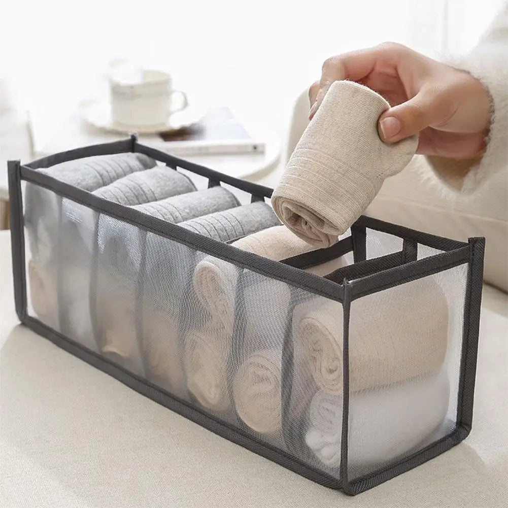 7-Compartment Mesh Underwear Drawer Organizer Bag Drawer Organizer Bag QXL