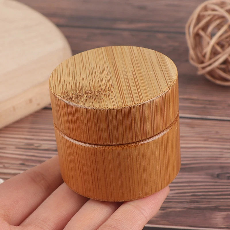 Bamboo & Glass Empty Cosmetic Cream Jar | 5g–50g Refillable Cosmetic Cream Jar QXL