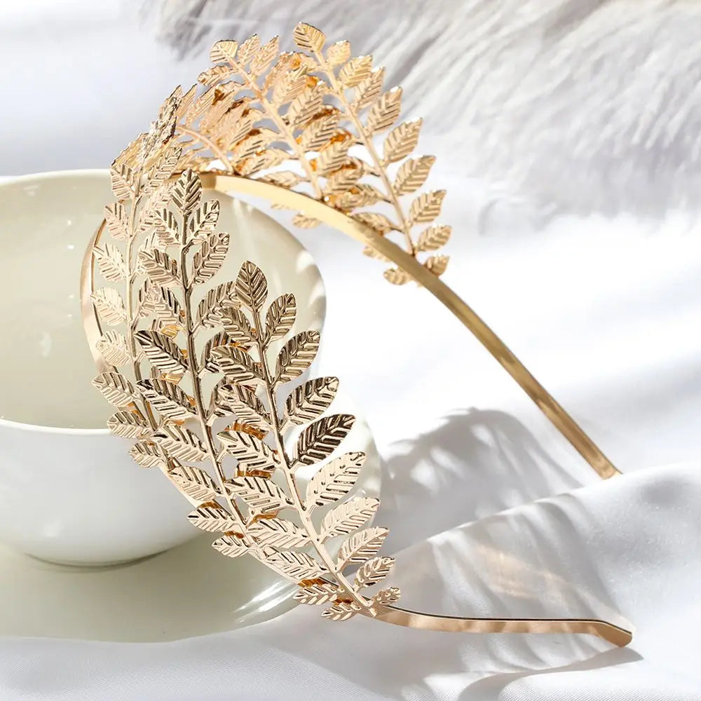 Golden Leaf Bridal Hair Crown & Headband | Wedding Hair Jewelry Bridal Hair Crown QXL