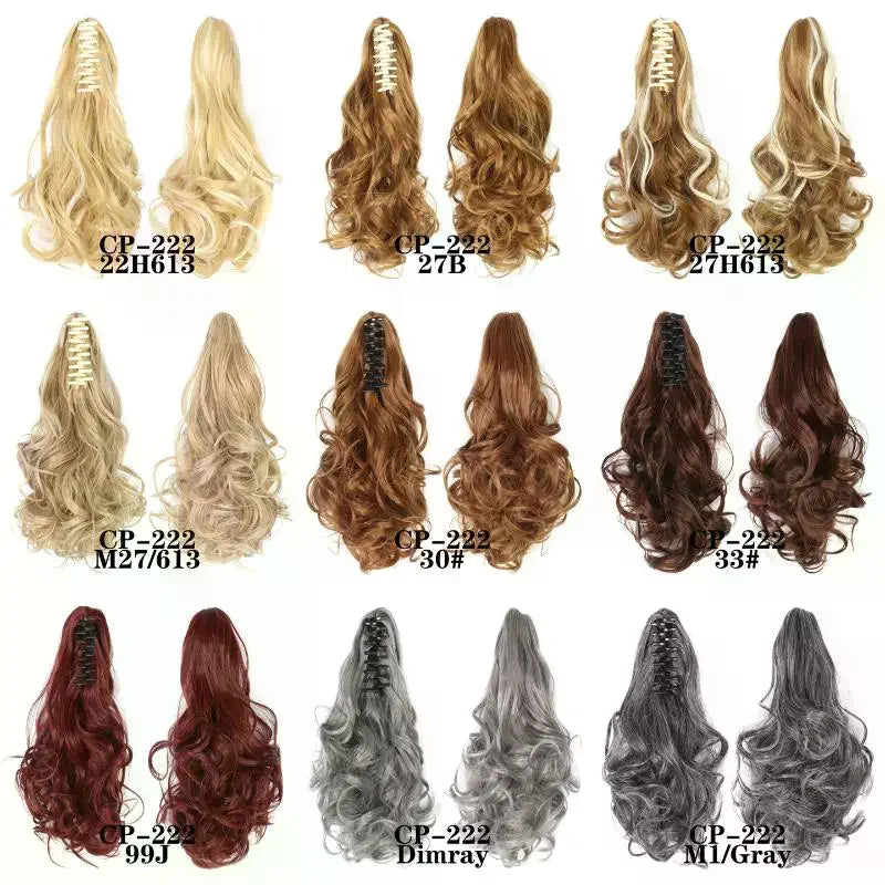 Claw Clip Ponytail Extension – 15" Curly Wavy Synthetic Hair Clip-In Hair Extension QXL