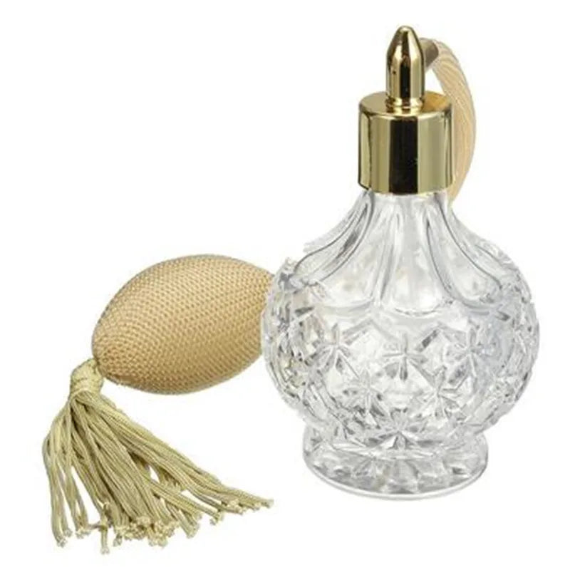 80ml Refillable Glass Perfume Bottle | Gold Atomizer & Tassels Perfume Atomizer Bottle QXL