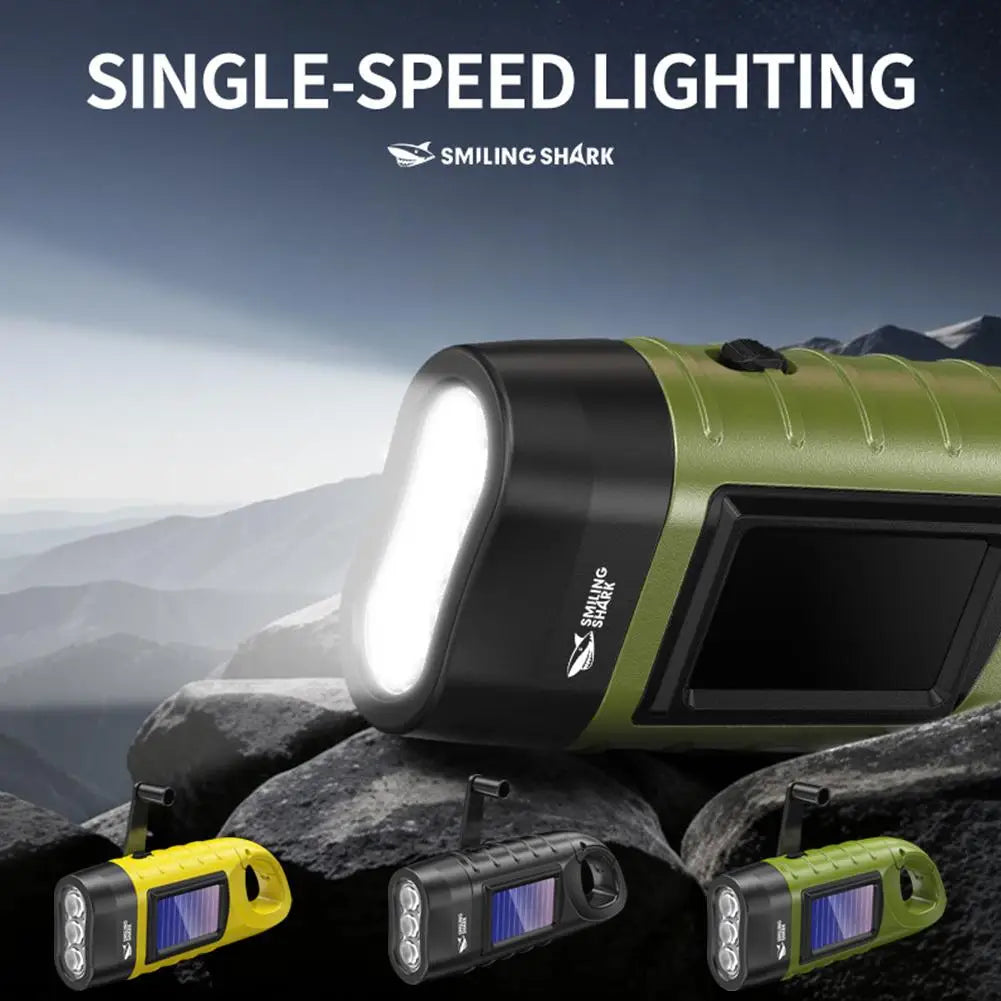 Solar Hand Crank LED Flashlight | Camping Emergency Torch Solar Camping Flashlight QXL