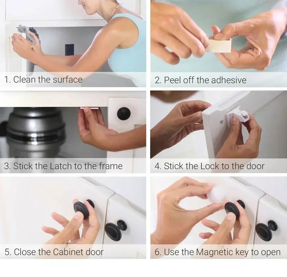 Magnetic Cabinet Safety Locks for Babies & Toddlers | Drawer Lock Cabinet Safety Lock QXL