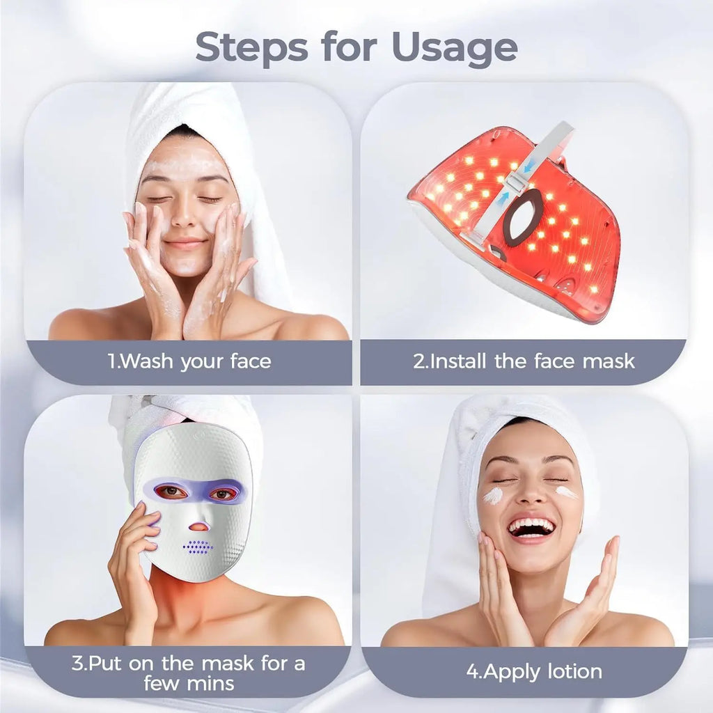 LED Red Light Therapy Face Mask | 3 Modes & 2500mAh Battery LED Therapy Face Mask QXL