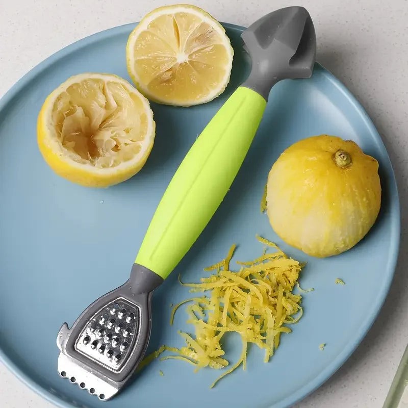 Lemon Zester & Juicer | Stainless Steel Green Handle Lemon Zester Juicer QXL