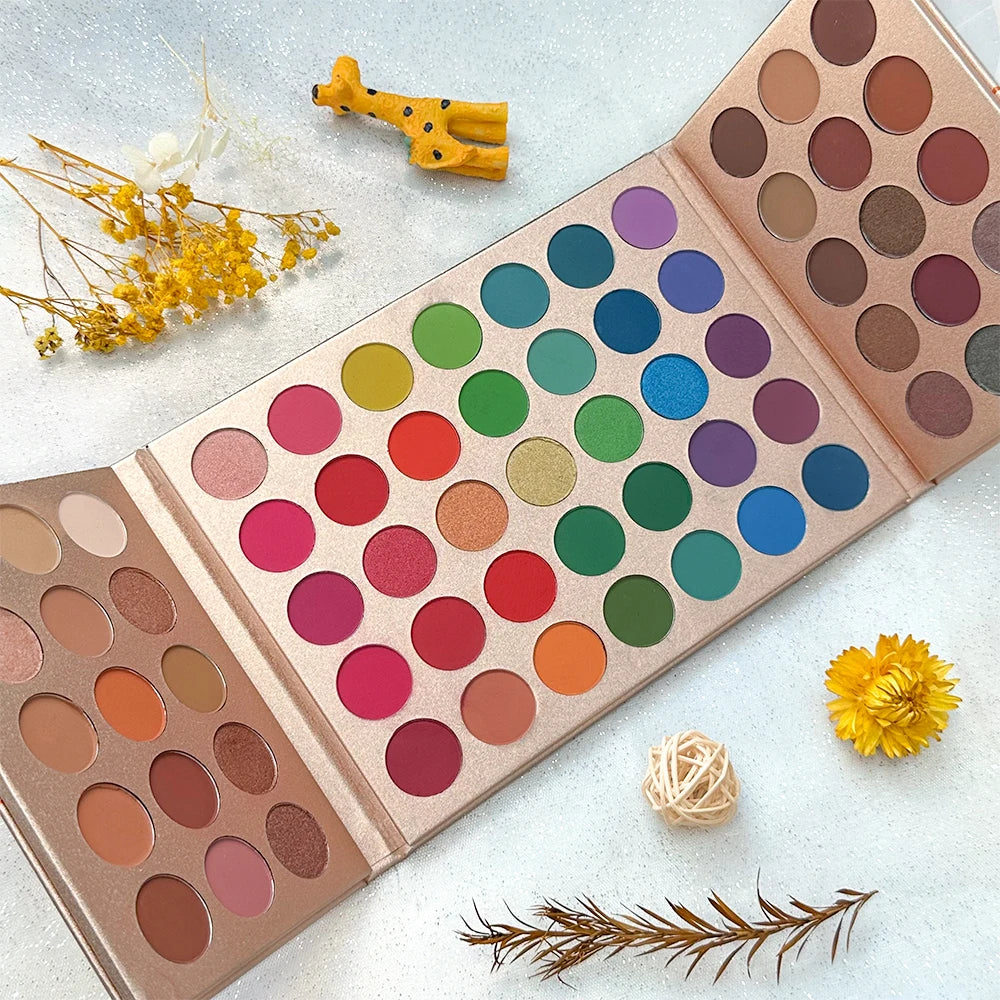 65-Color Eyeshadow Palette | Matte Shimmer Glitter Metallic Eyeshadow Palette QXL