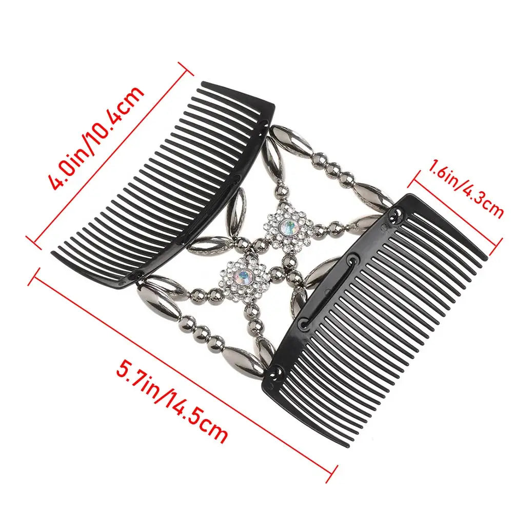 Handmade Crystal Beaded Hair Comb | Stretch Double Comb Clip Beaded Hair Comb QXL