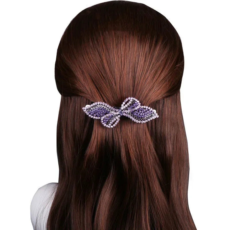 Glitter Crystal Rhinestone Ponytail Hair Clip | Wedding Barrette Rhinestone Hair Clip QXL