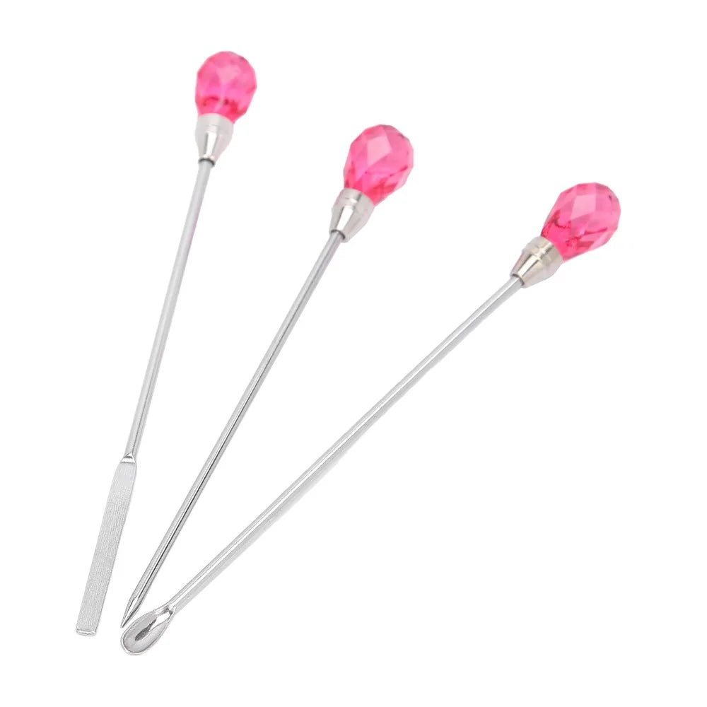 3-Pc Stainless Steel Nail Art Mixing Spatula, Spoon & Pick Nail Art Tools QXL