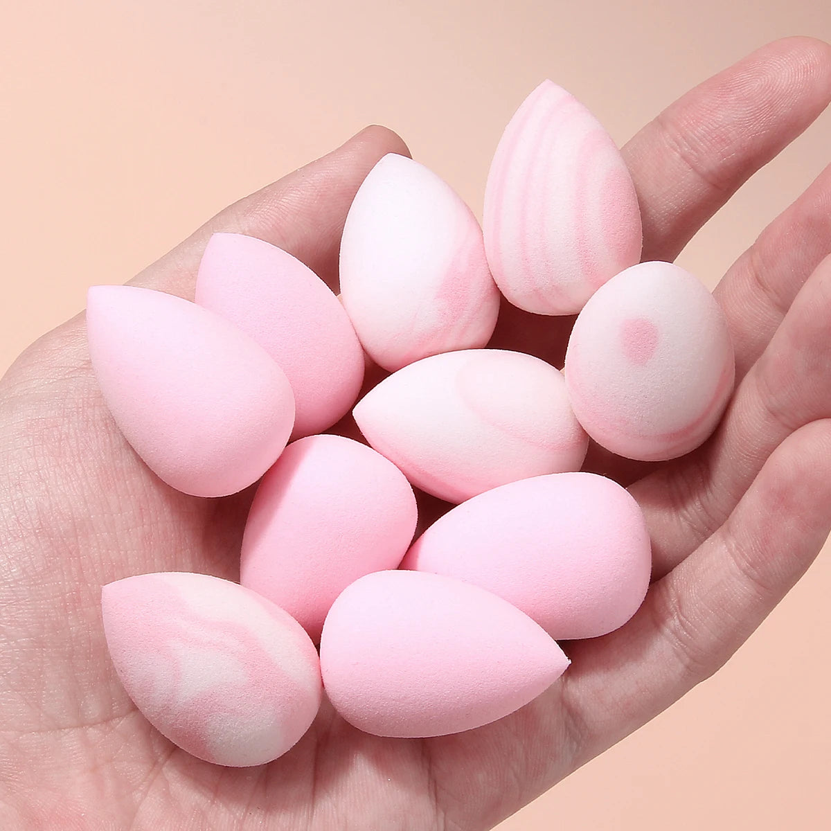 10-Pack Mini Pink Teardrop Makeup Sponges – Concealer Blender Makeup Sponge Set QXL