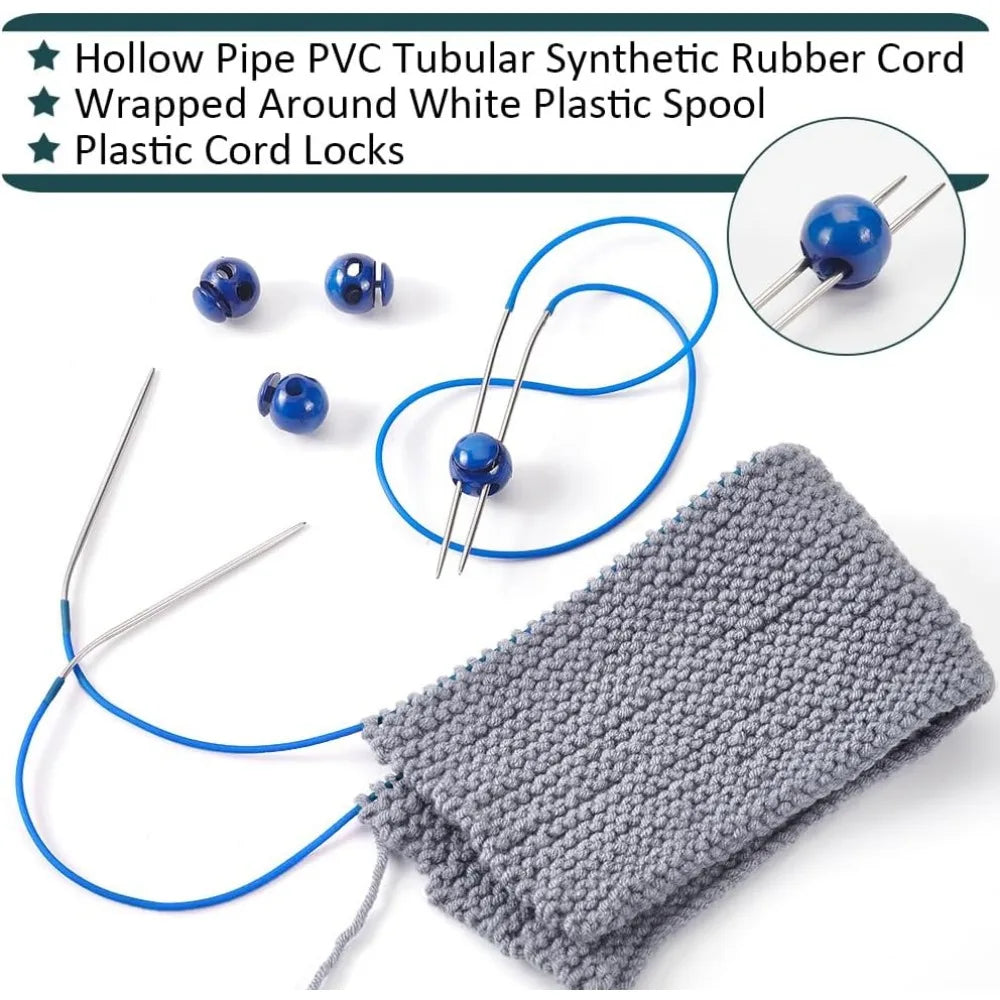 55-Yard 2mm Hollow Rubber Cord & 6 Cord Locks | Craft Kit Craft Cord Set QXL