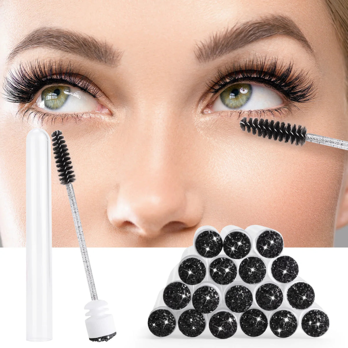 50/100-Pack Eyelash Wand Storage Tubes | Dustproof Brush Caps Brush Storage Tubes QXL