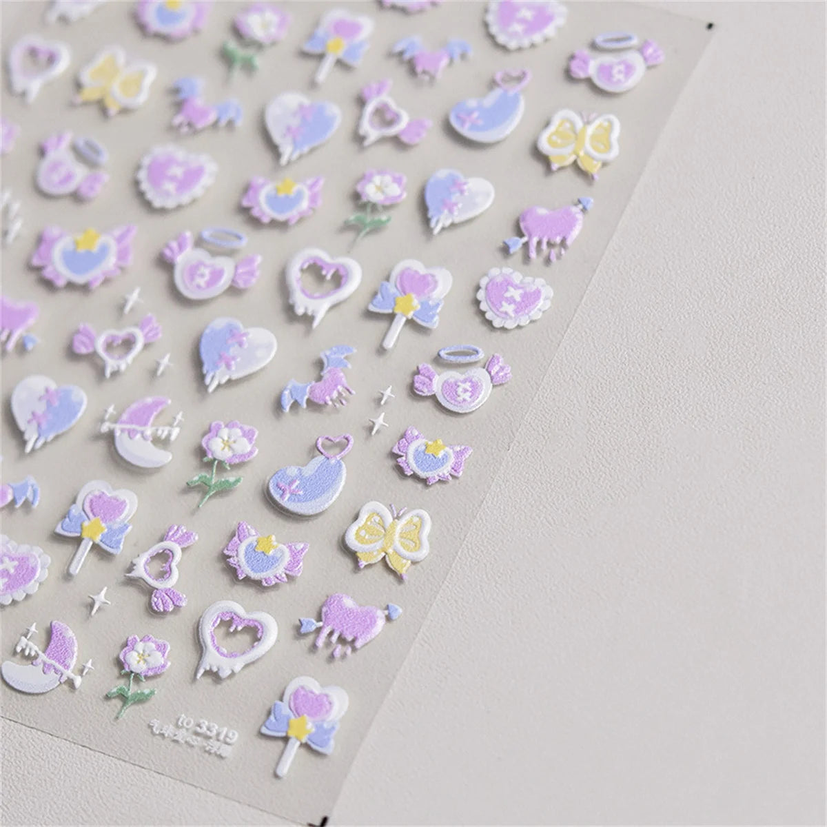 5D Kawaii Pink Purple Heart Nail Art Stickers | DIY Decals Nail Art Stickers QXL