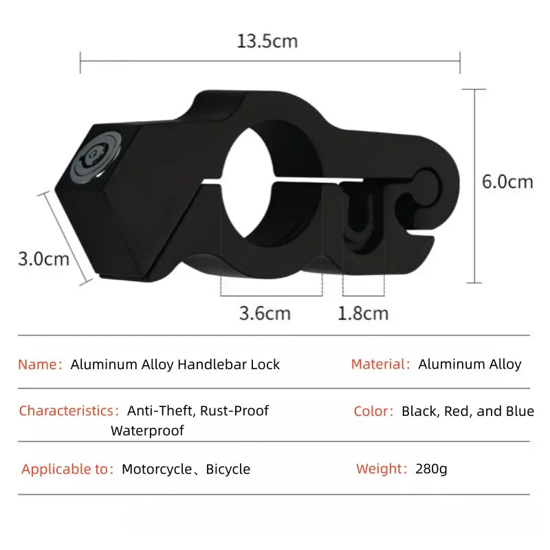 Cut-Resistant Motorcycle Handlebar Lock | Universal Heavy Duty Motorcycle Handlebar Lock QXL