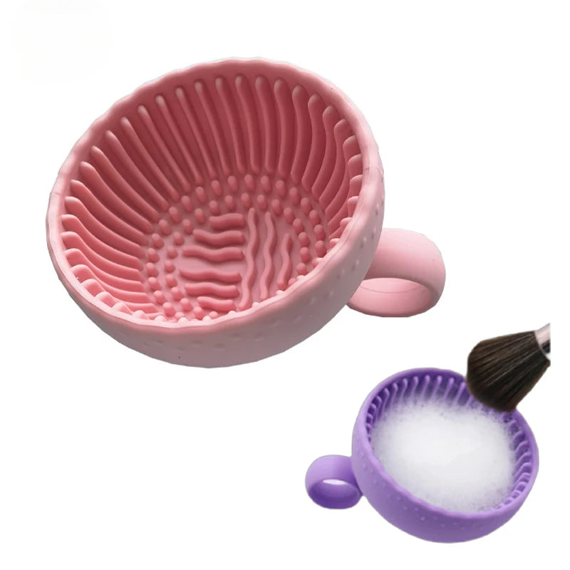 Silicone Makeup Brush Cleaning Mat & Folding Scrubber Bowl Brush Cleaning Mat QXL