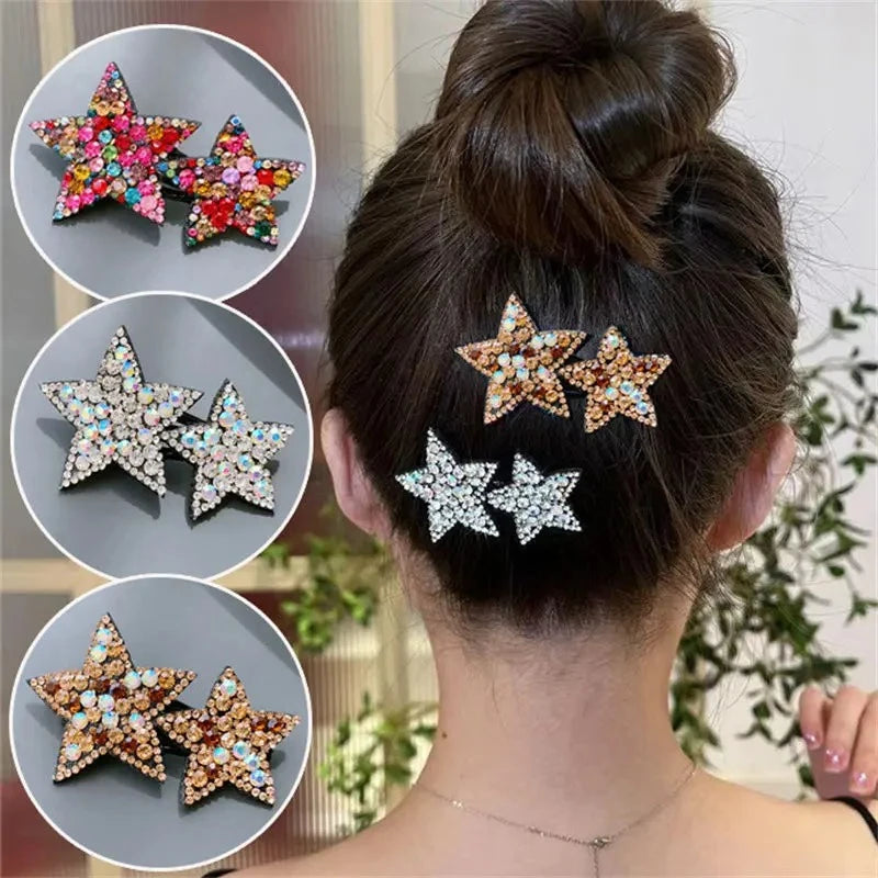 Princess Star Hair Clip for Girls – Rhinestone Pentagram Barrette Girls Hair Clip QXL