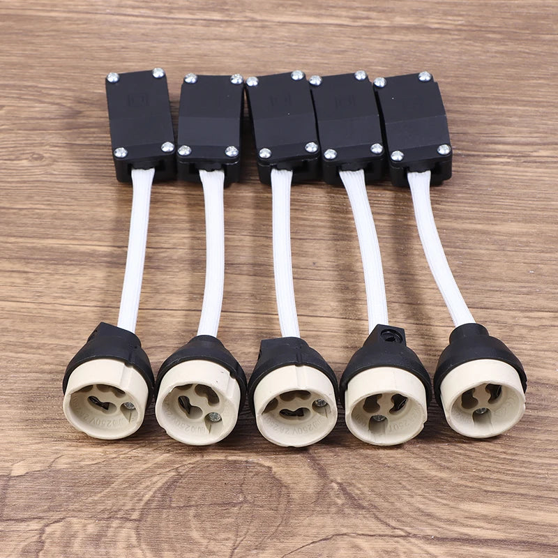 5-Pack GU10 Ceramic Lamp Holders with Terminal Box | 250V 2A Lamp Holder Socket QXL