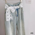 Y2K Floral Lace Bow Waist Belt – Tie-Up Thin Belt for Dresses Lace Waist Belt QXL A6