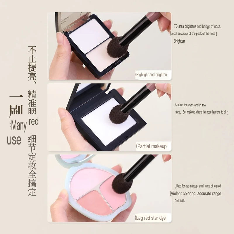 Fan-Shaped Goat Hair Blush & Highlighter Makeup Brush Makeup Brush QXL