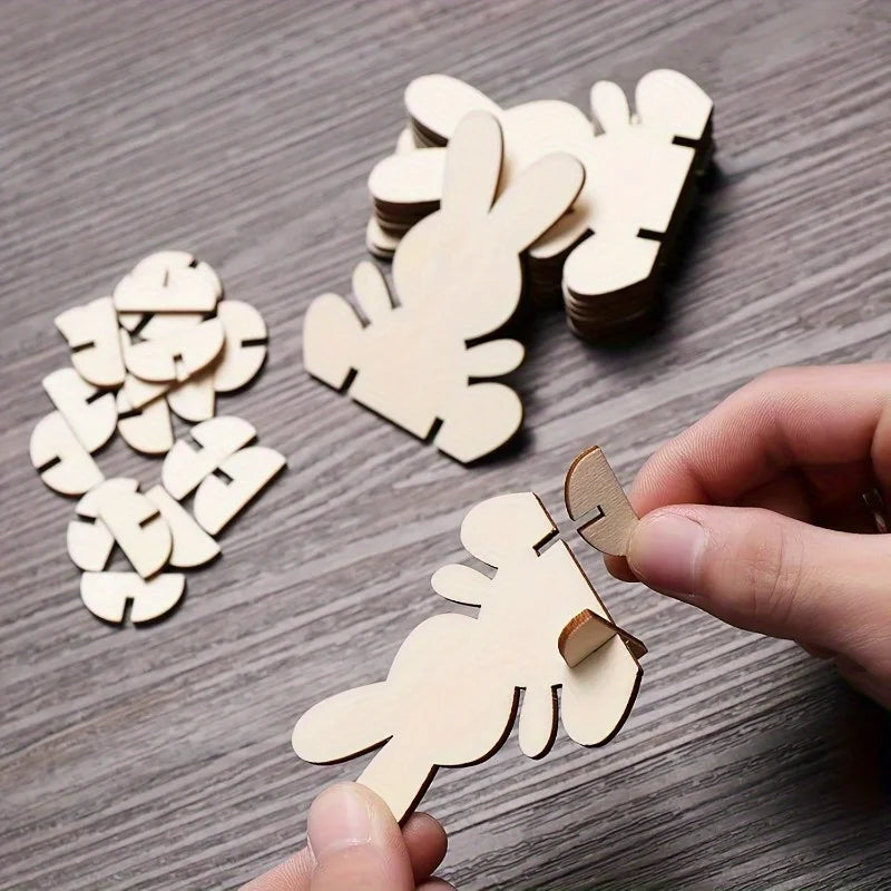 Unfinished 3D Wooden Easter Rabbit Bracket | DIY Craft Décor Wooden Craft Blank QXL
