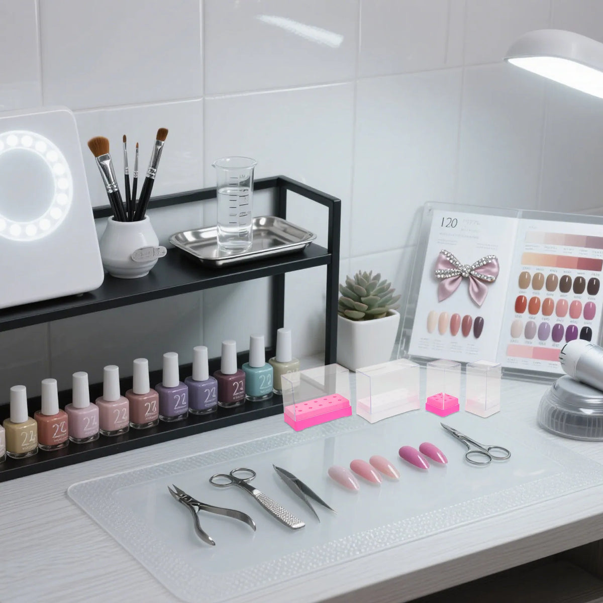 4-Piece Nail Drill Bit Holder & Manicure Organizer Set Nail Organizer Set QXL