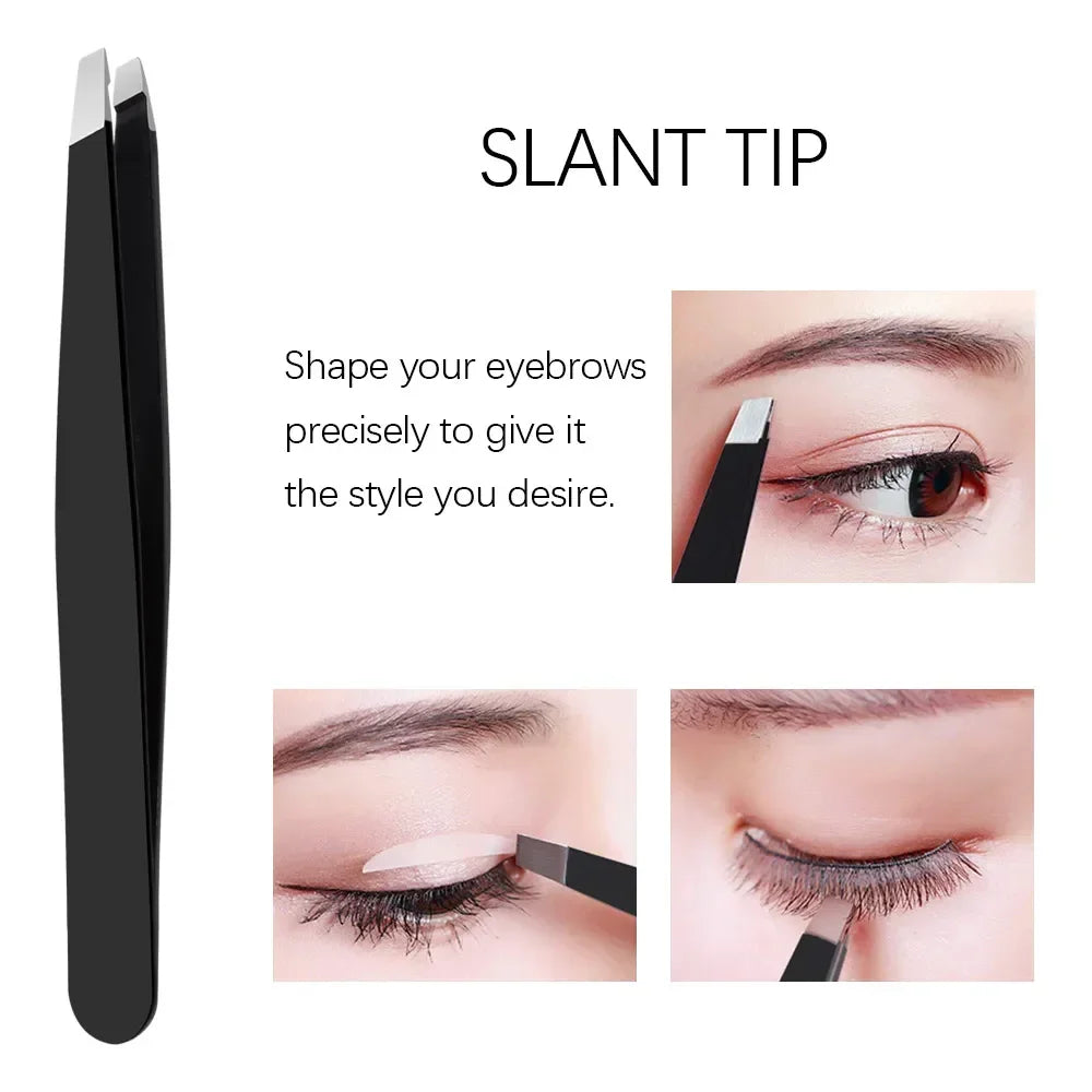 4-Piece Stainless Steel Eyebrow Tweezers Set – 4 Tip Types Eyebrow Tweezers Set QXL