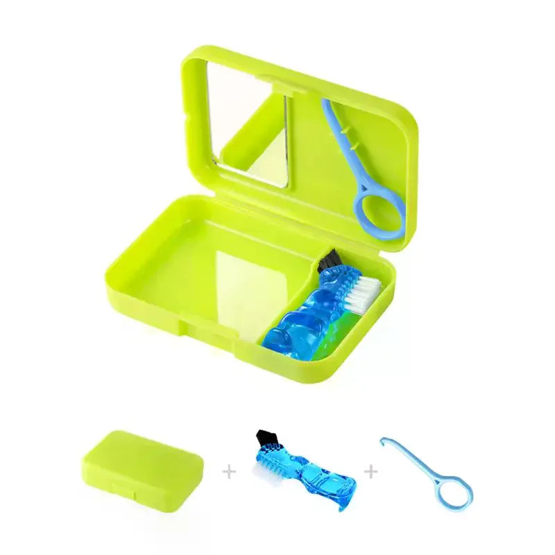 Travel Dental Retainer Case | Denture Brush & Brace Extractor Kit Dental Travel Kit QXL