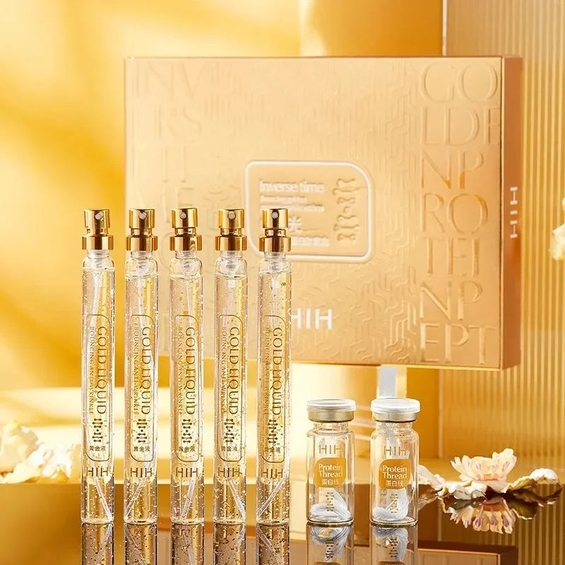Collagen Peptide Face Serum & Gold Silk Firming Threads Set Face Serum Set QXL Essence and line