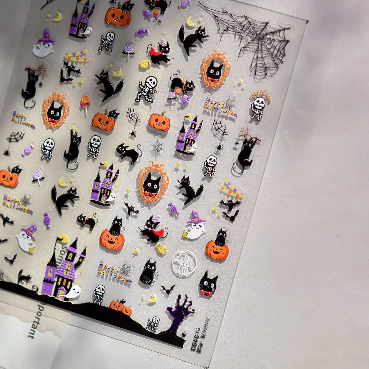 Halloween 5D Nail Art Stickers – Ghosts, Pumpkins & Spiders