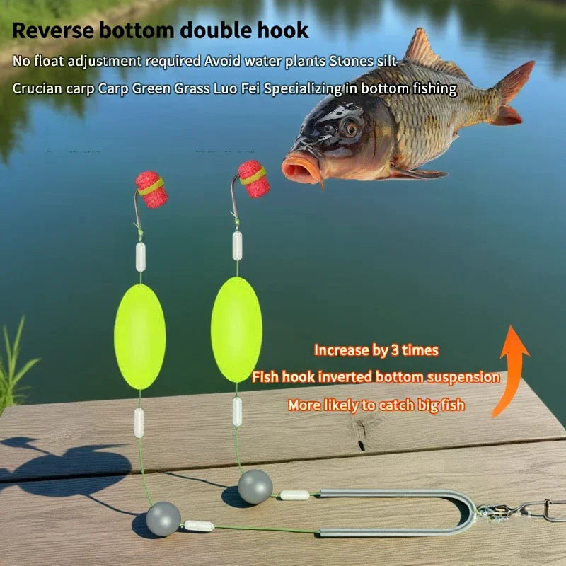 2-Hook Carp Hair Rig | Barbed Steel Hook Sizes 3#–14# Carp Fishing Rig QXL