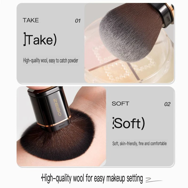 Extendable Blush & Setting Brush | Soft Bristles with Lid Blush Setting Brush QXL